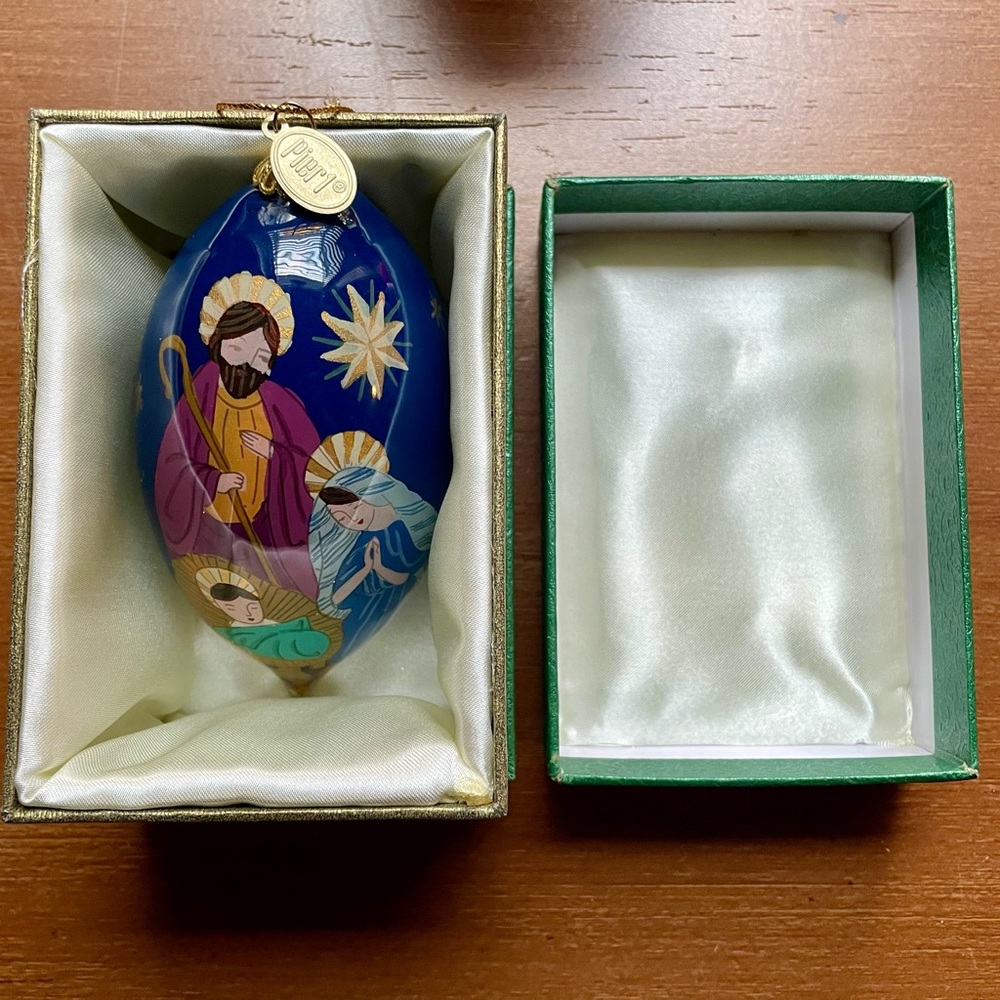 Pier 1 Li Bien Hand Painted Teardrop Holy Family Christmas Ornament